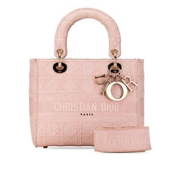 Christian Dior Dior Cannage Diorissimo Lady Handbag Shoulder Bag Pink Canvas Women's