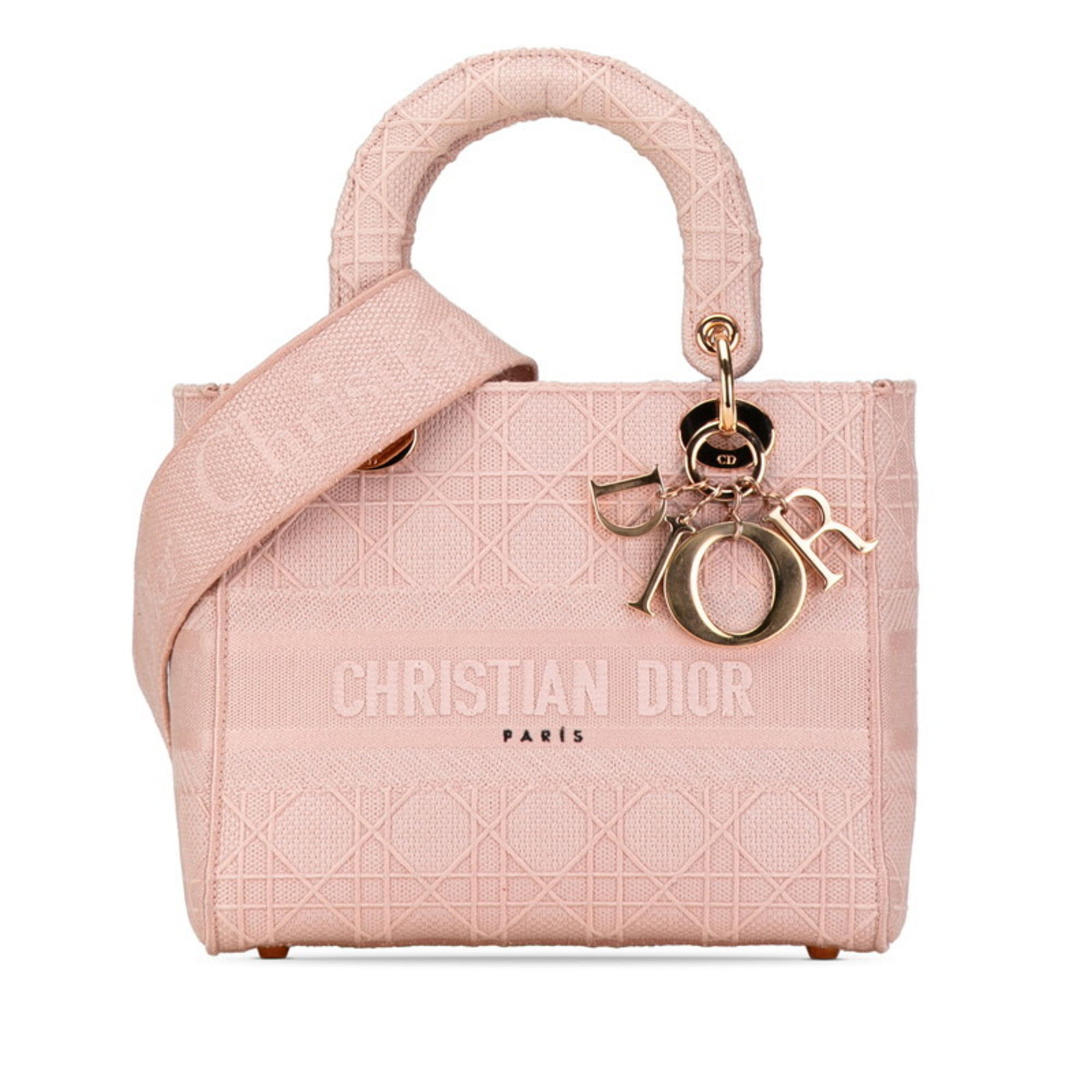 Christian Dior Dior Cannage Diorissimo Lady Handbag Shoulder Bag Pink Canvas Women's