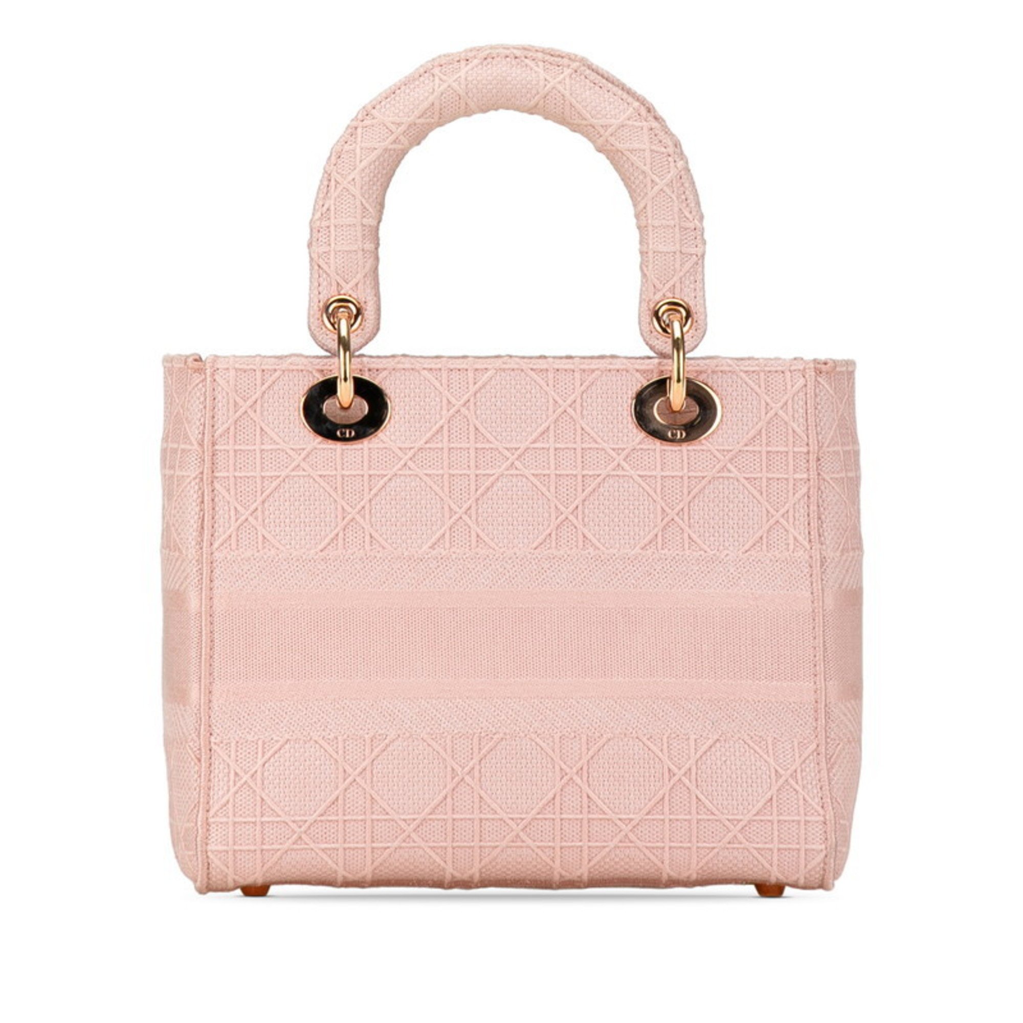 Christian Dior Dior Cannage Diorissimo Lady Handbag Shoulder Bag Pink Canvas Women's