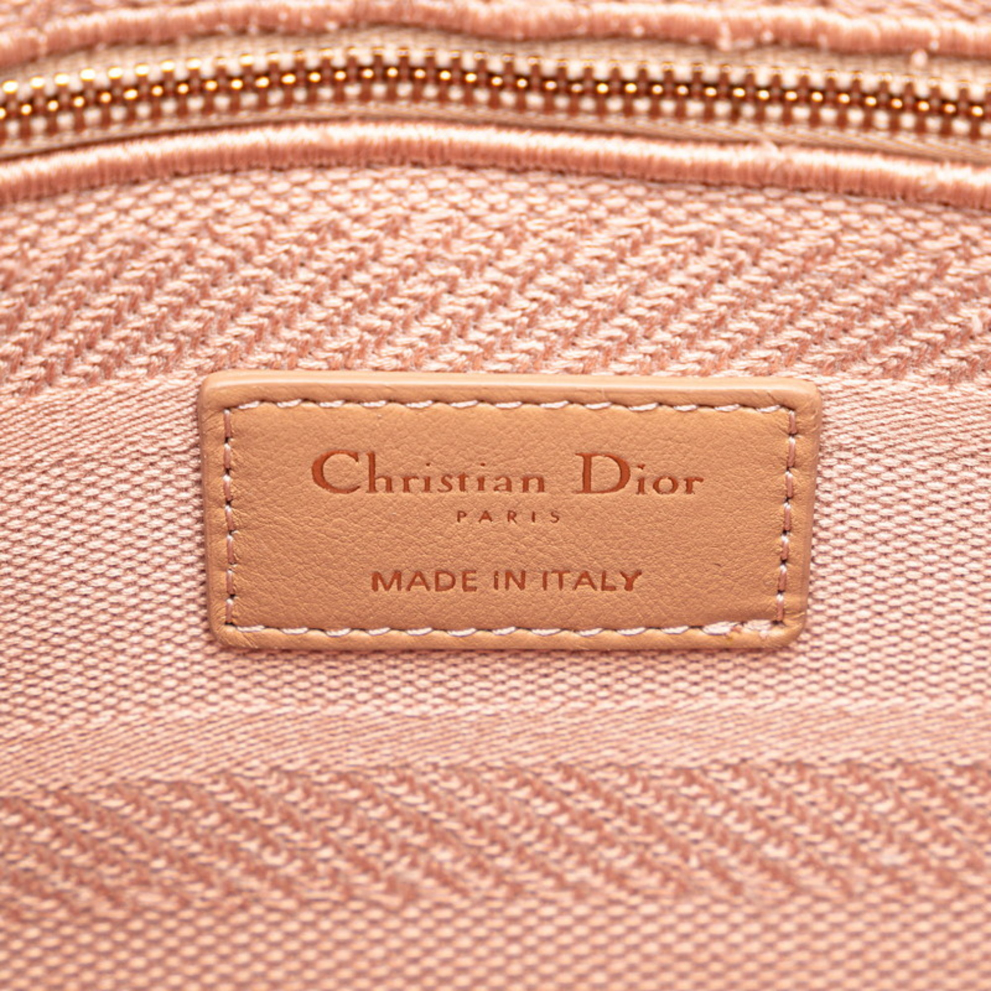 Christian Dior Dior Cannage Diorissimo Lady Handbag Shoulder Bag Pink Canvas Women's