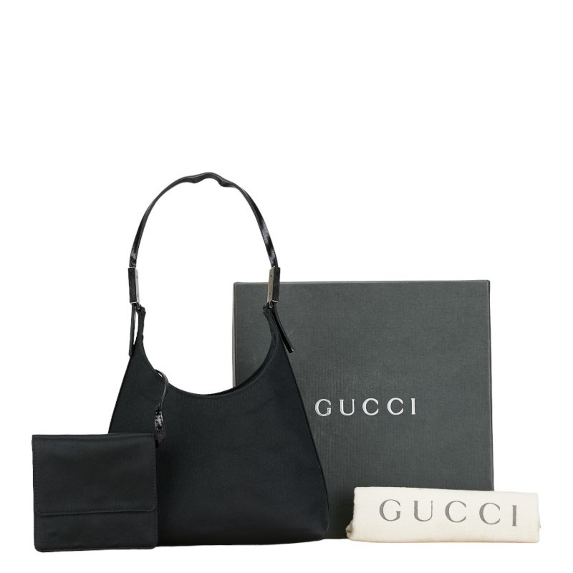 GUCCI handbag black nylon leather ladies