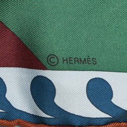 Hermes Carre 90 PILOTARI Basque Pelota Scarf Muffler Green Multicolor Silk Women's HERMES