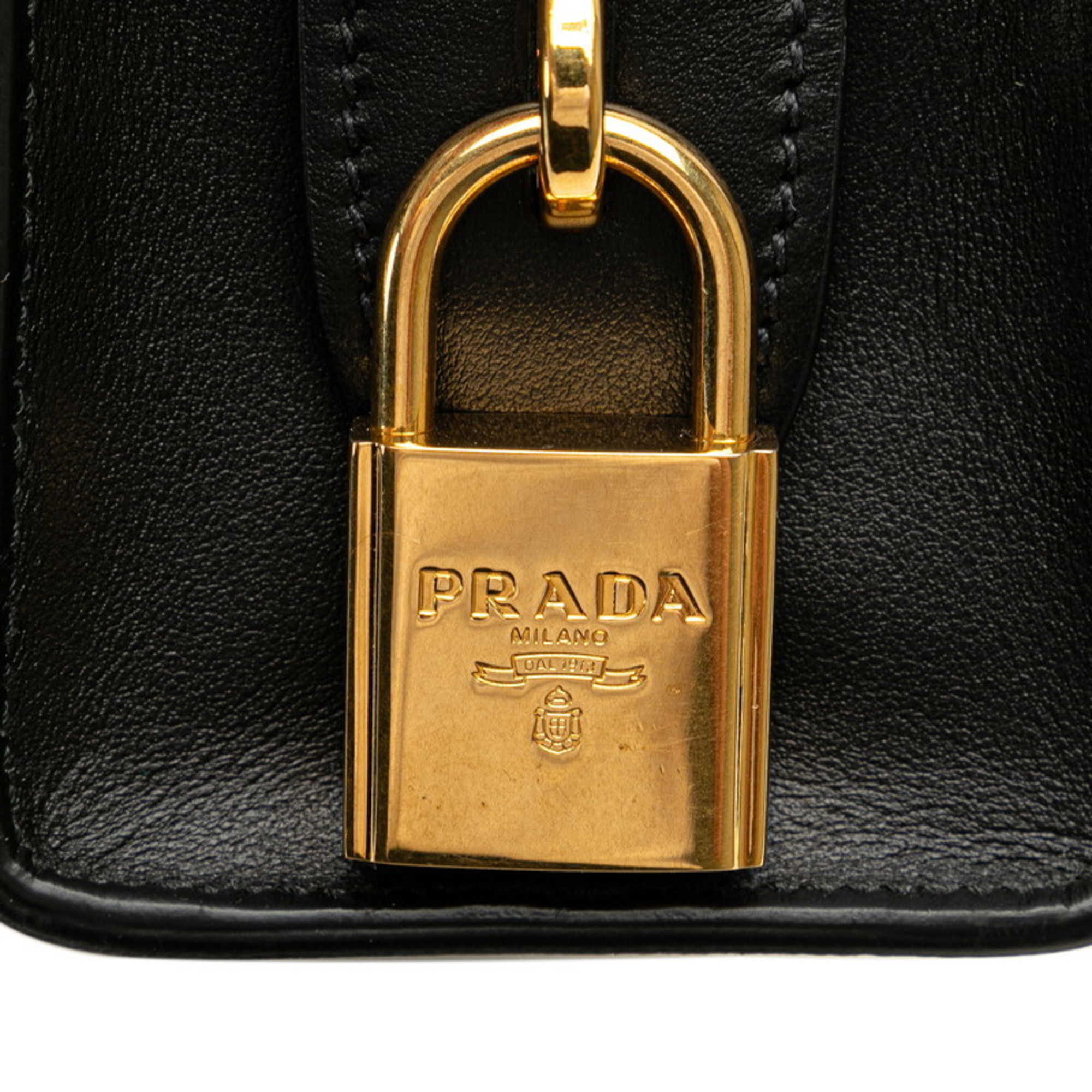 Prada Esplanade Bicolor Shoulder Bag 1BH043 Black Leather Saffiano Women's PRADA