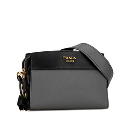 Prada Esplanade Bicolor Shoulder Bag 1BH043 Black Leather Saffiano Women's PRADA