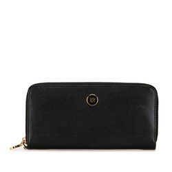 LOEWE Anagram Round Long Wallet Black Leather Women's