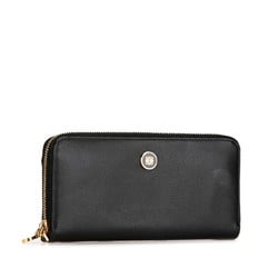 LOEWE Anagram Round Long Wallet Black Leather Women's