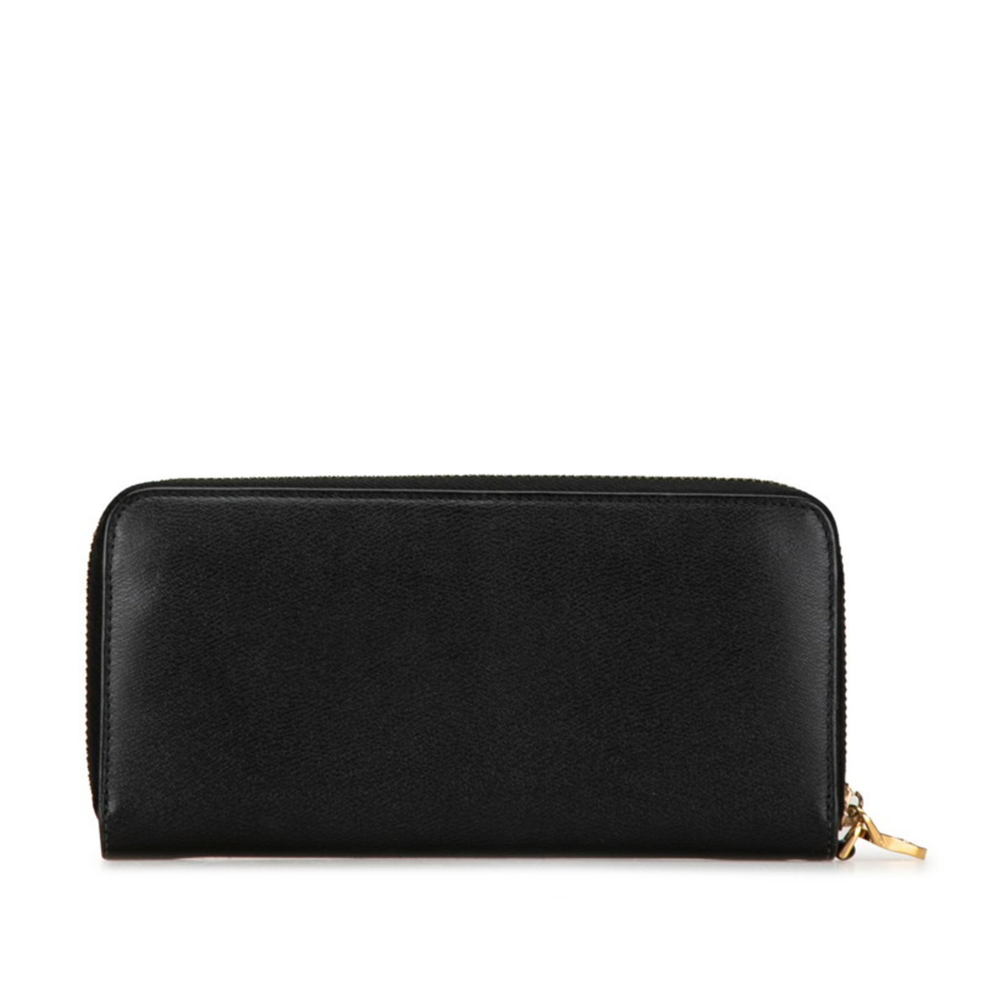 LOEWE Anagram Round Long Wallet Black Leather Women's