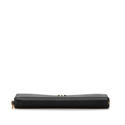 LOEWE Anagram Round Long Wallet Black Leather Women's