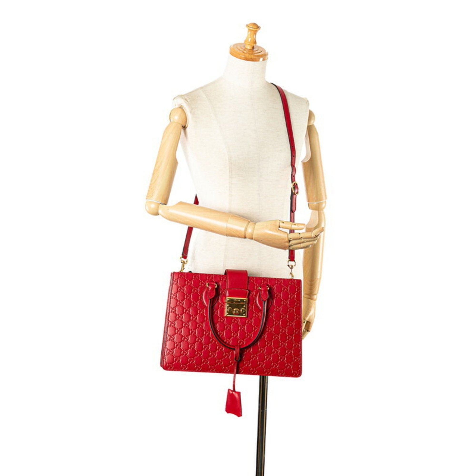 Gucci Guccissima Handbag Shoulder Bag 428207 Red Leather Women's GUCCI