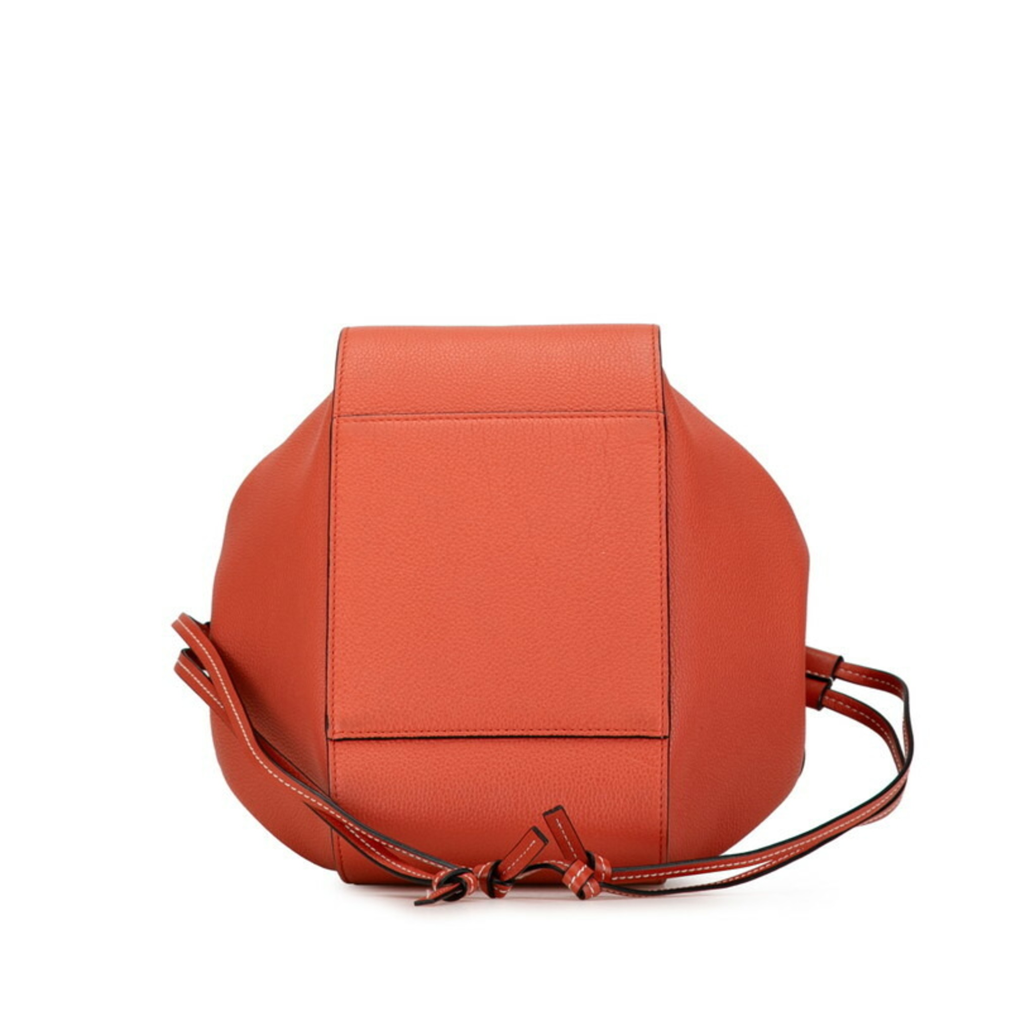 LOEWE Anagram Hammock Drawstring Small Handbag Shoulder Bag Coral Orange Leather Women's