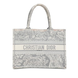 Christian Dior Dior Book Tote Medium Embroidery Handbag Bag Grey Canvas Women's