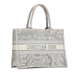 Christian Dior Dior Book Tote Medium Embroidery Handbag Bag Grey Canvas Women's