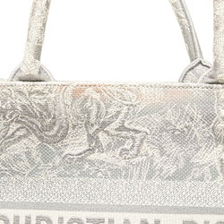 Christian Dior Dior Book Tote Medium Embroidery Handbag Bag Grey Canvas Women's