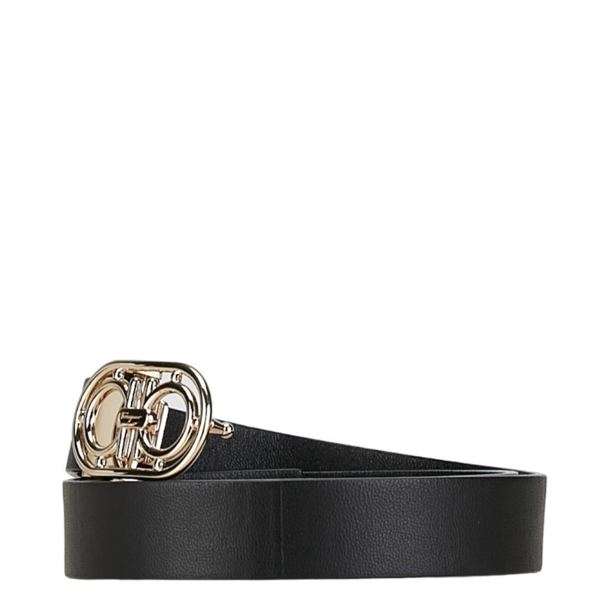 Salvatore Ferragamo Gancini Belt Black Leather Men's