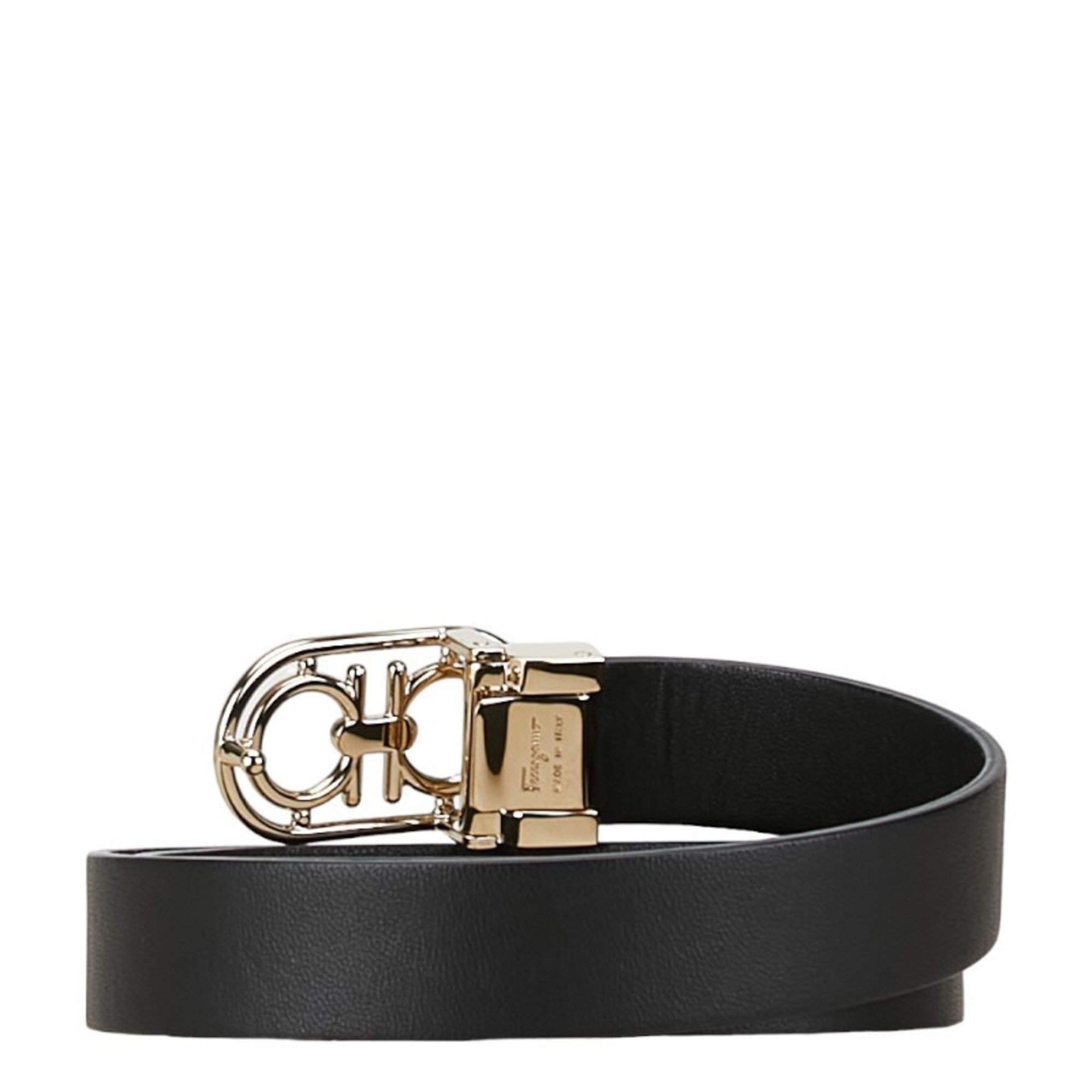 Salvatore Ferragamo Gancini Belt Black Leather Men's