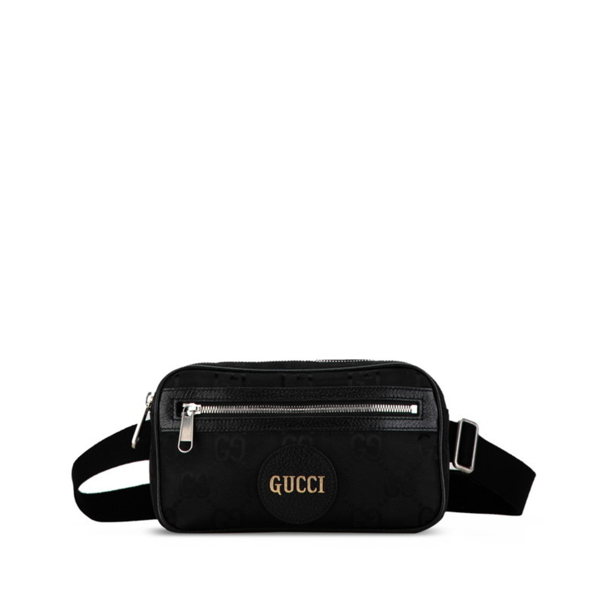 Gucci GG Nylon Off the Grid Waist Bag Body 631341 Black Leather Women's GUCCI