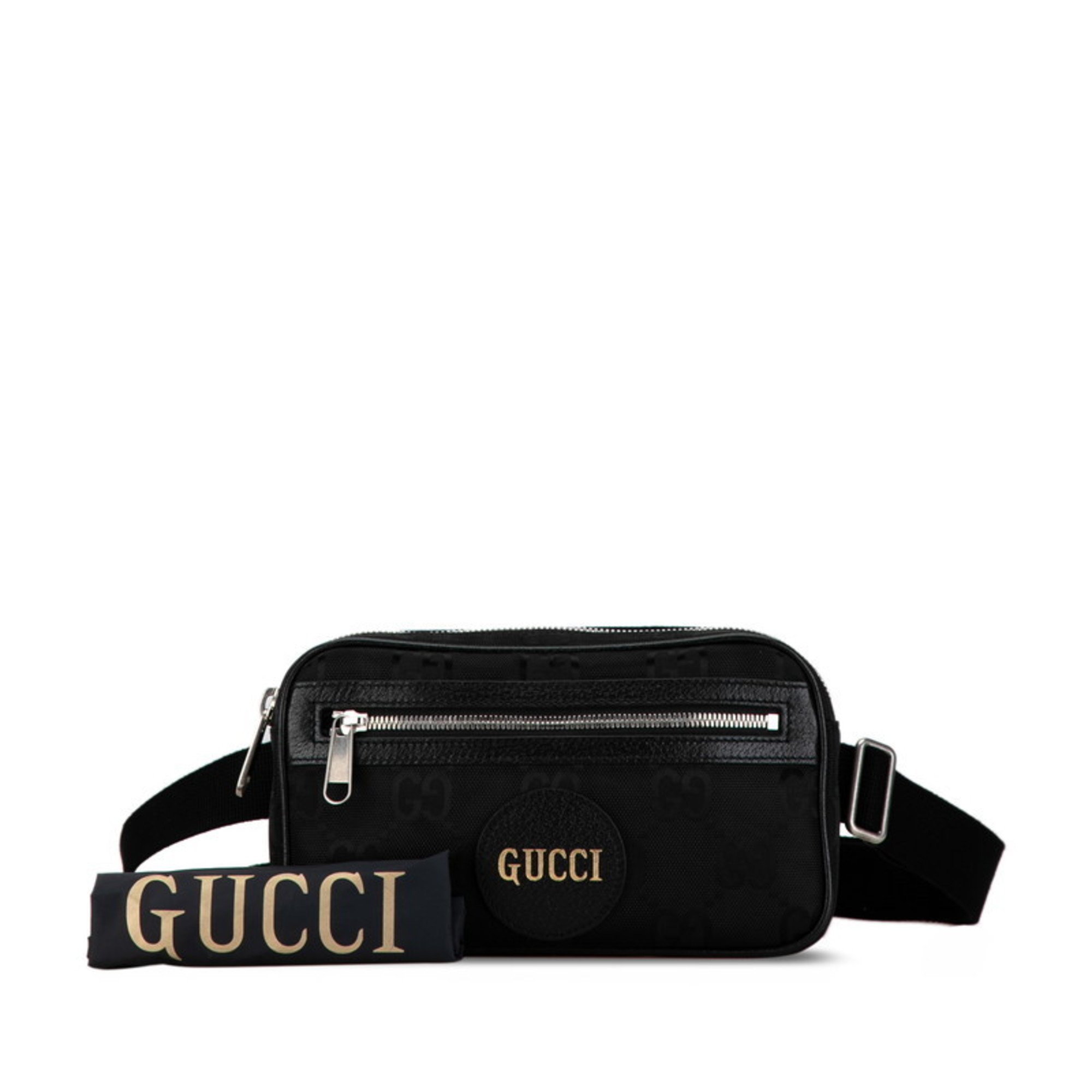 Gucci GG Nylon Off the Grid Waist Bag Body 631341 Black Leather Women's GUCCI