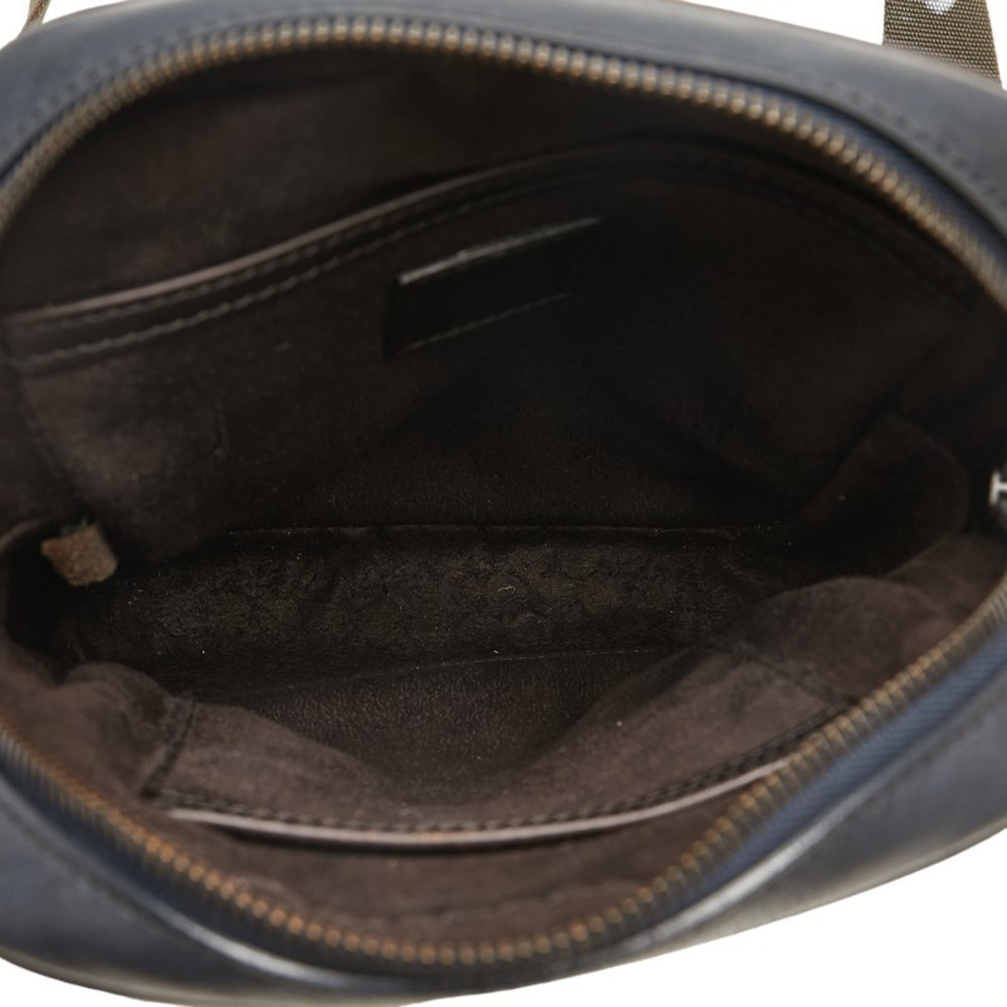 Dunhill Shoulder Bag Navy Brown PVC Leather Women's