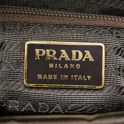 Prada Triangle Plate Chain Shoulder Bag Tote Brown Satin Women's PRADA