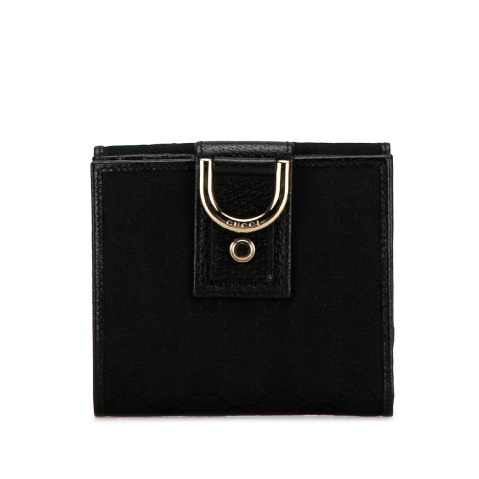 Gucci GG Canvas Abby Line Bi-fold Wallet 141411 Black Leather Women's GUCCI