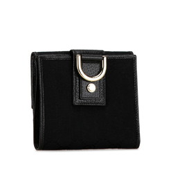 Gucci GG Canvas Abby Line Bi-fold Wallet 141411 Black Leather Women's GUCCI