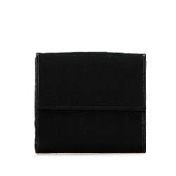 Gucci GG Canvas Abby Line Bi-fold Wallet 141411 Black Leather Women's GUCCI