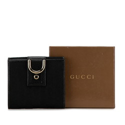 Gucci GG Canvas Abby Line Bi-fold Wallet 141411 Black Leather Women's GUCCI