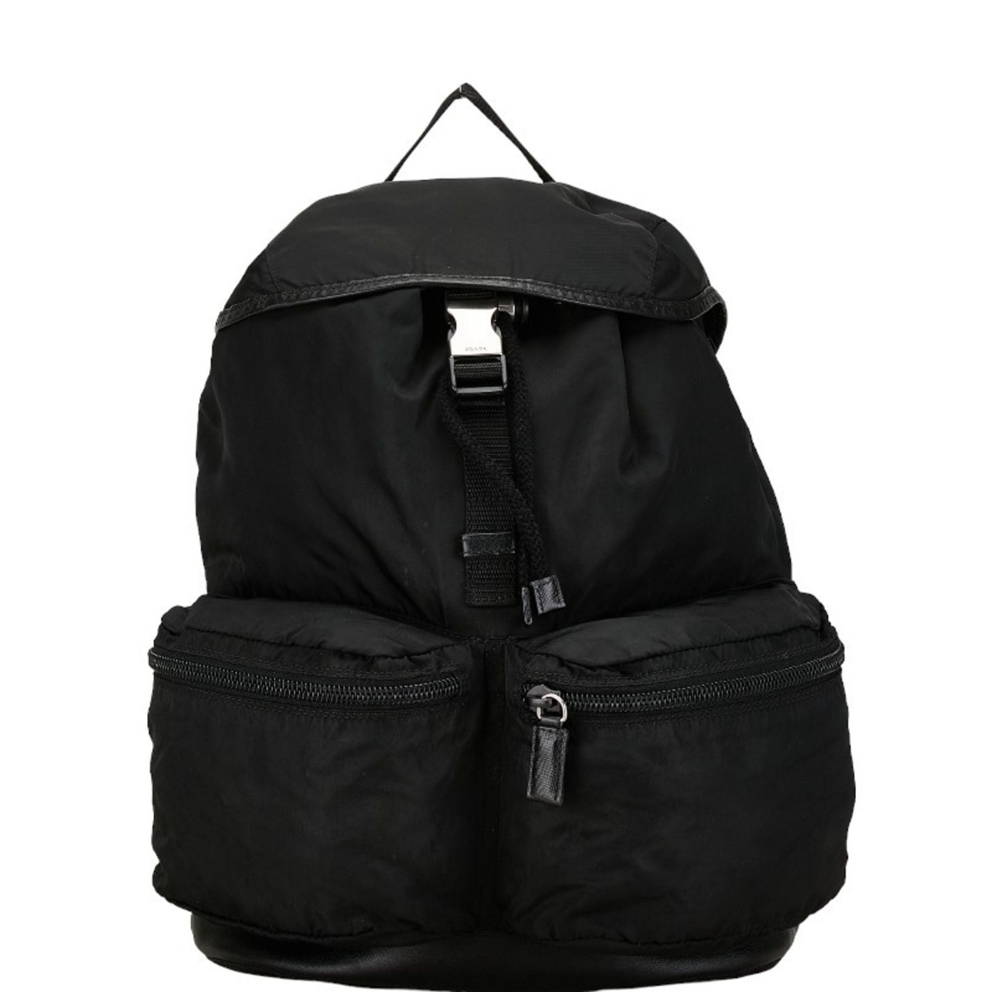 Prada Triangle Plate Backpack Black Nylon Women's PRADA