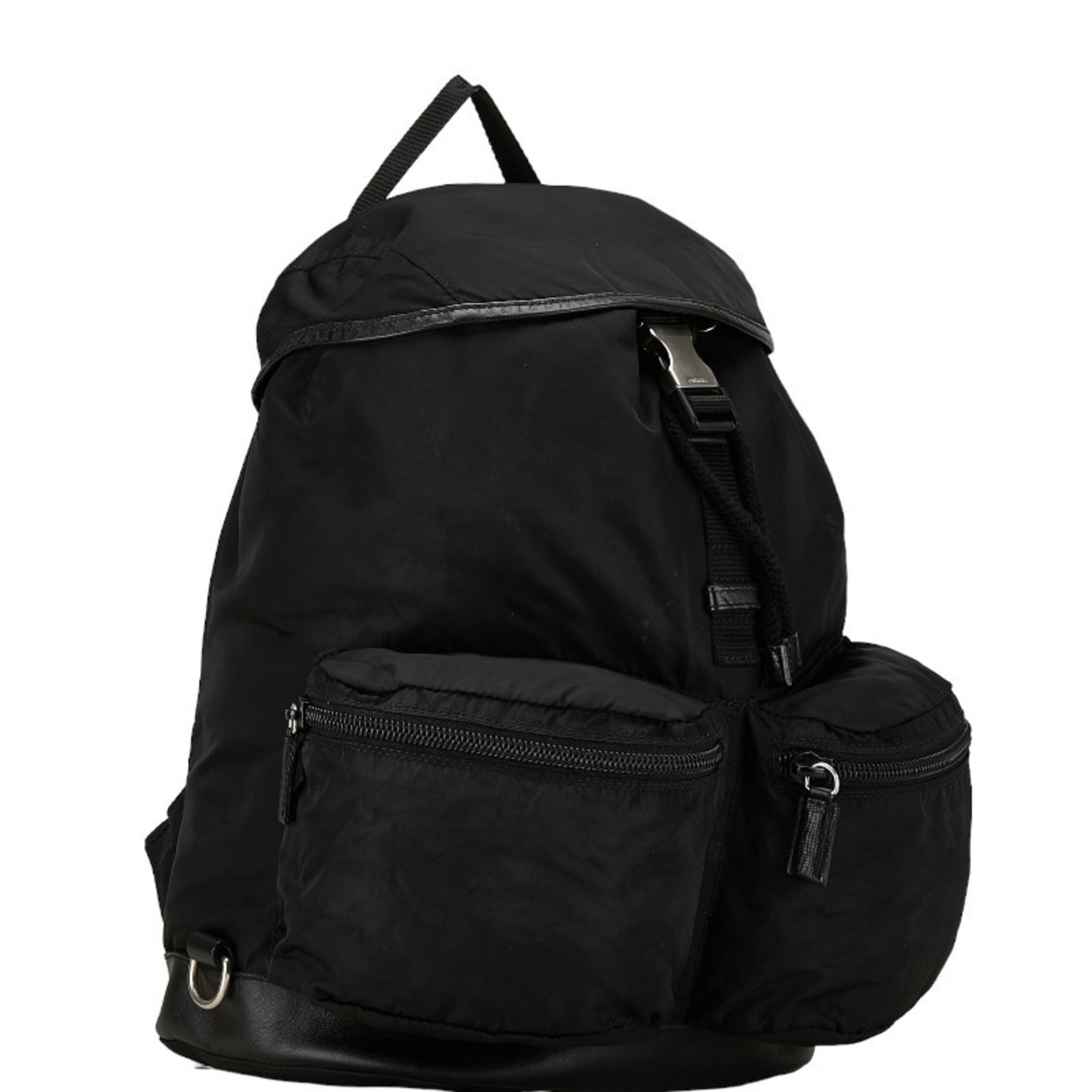 Prada Triangle Plate Backpack Black Nylon Women's PRADA