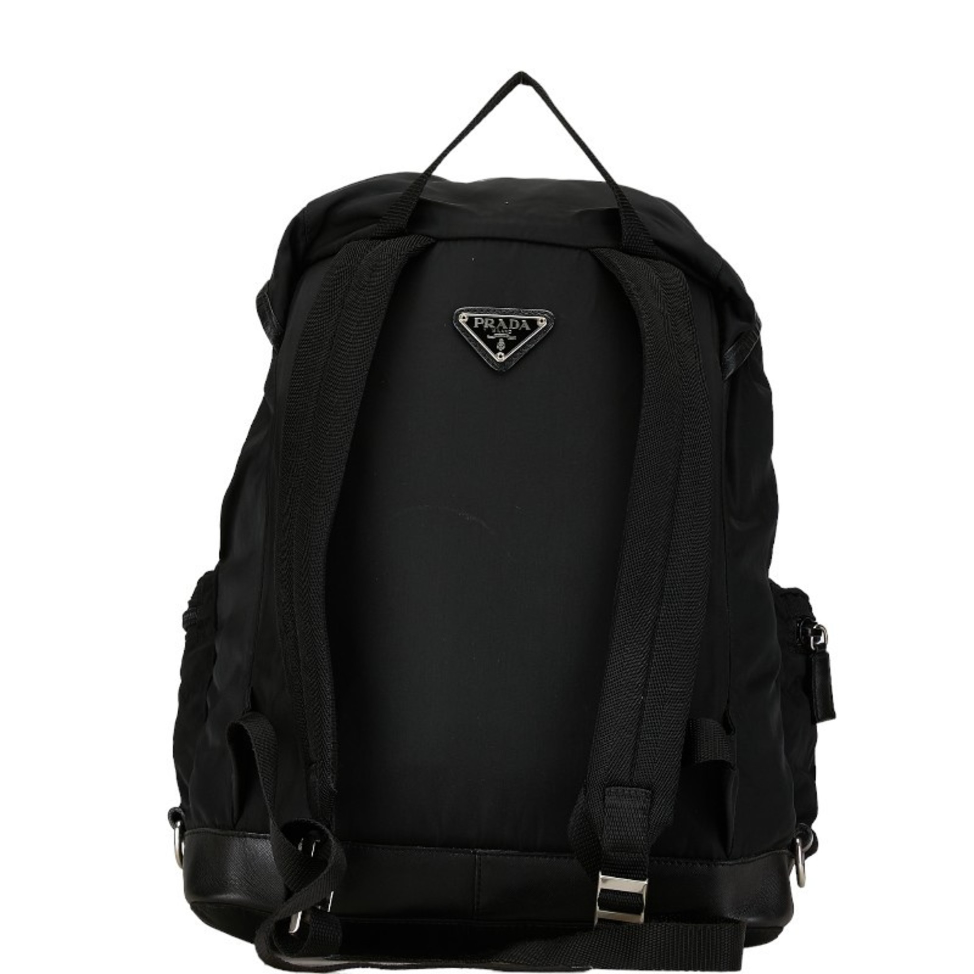 Prada Triangle Plate Backpack Black Nylon Women's PRADA