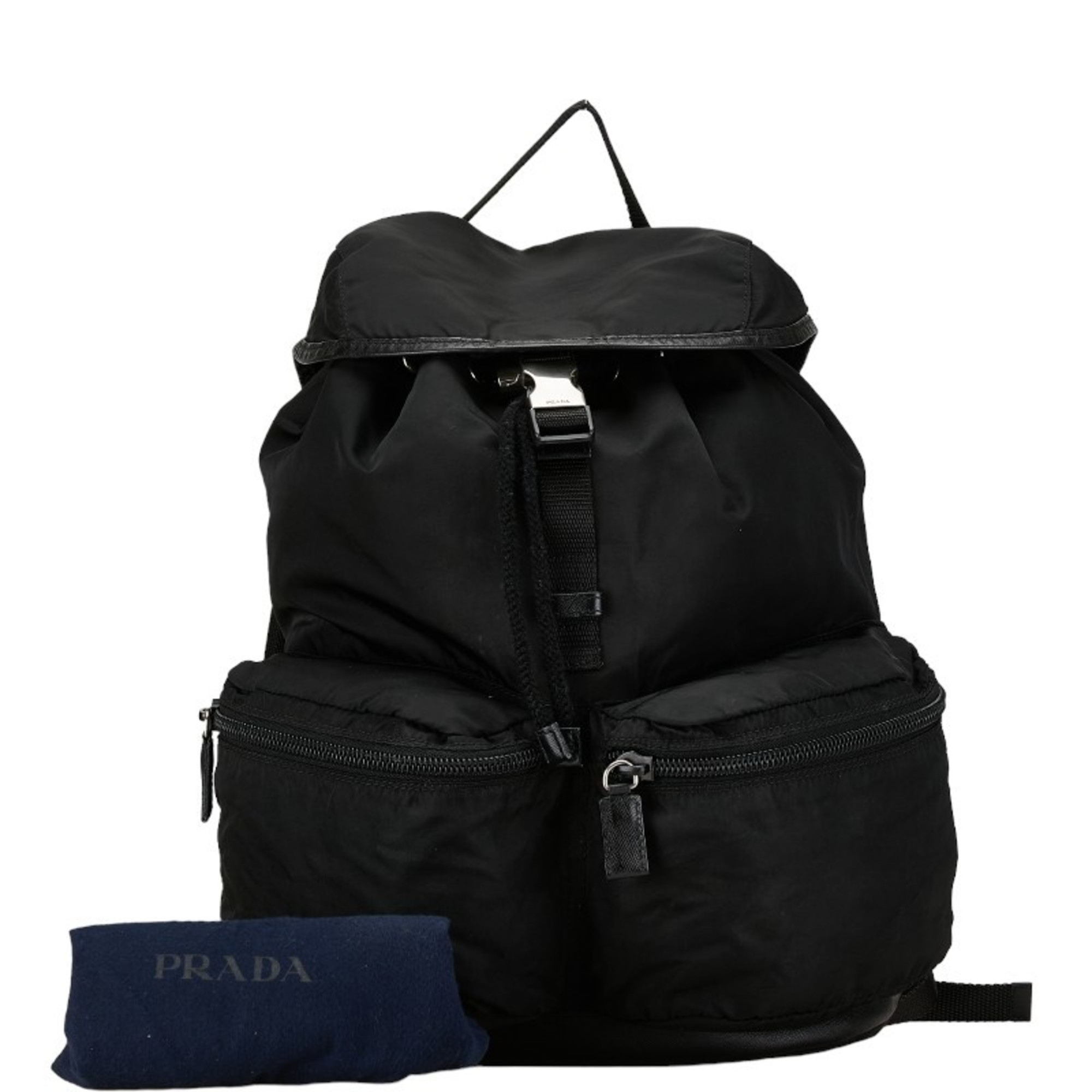 Prada Triangle Plate Backpack Black Nylon Women's PRADA