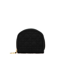 Christian Dior Dior Cannage Coin Case Black Nylon Women's