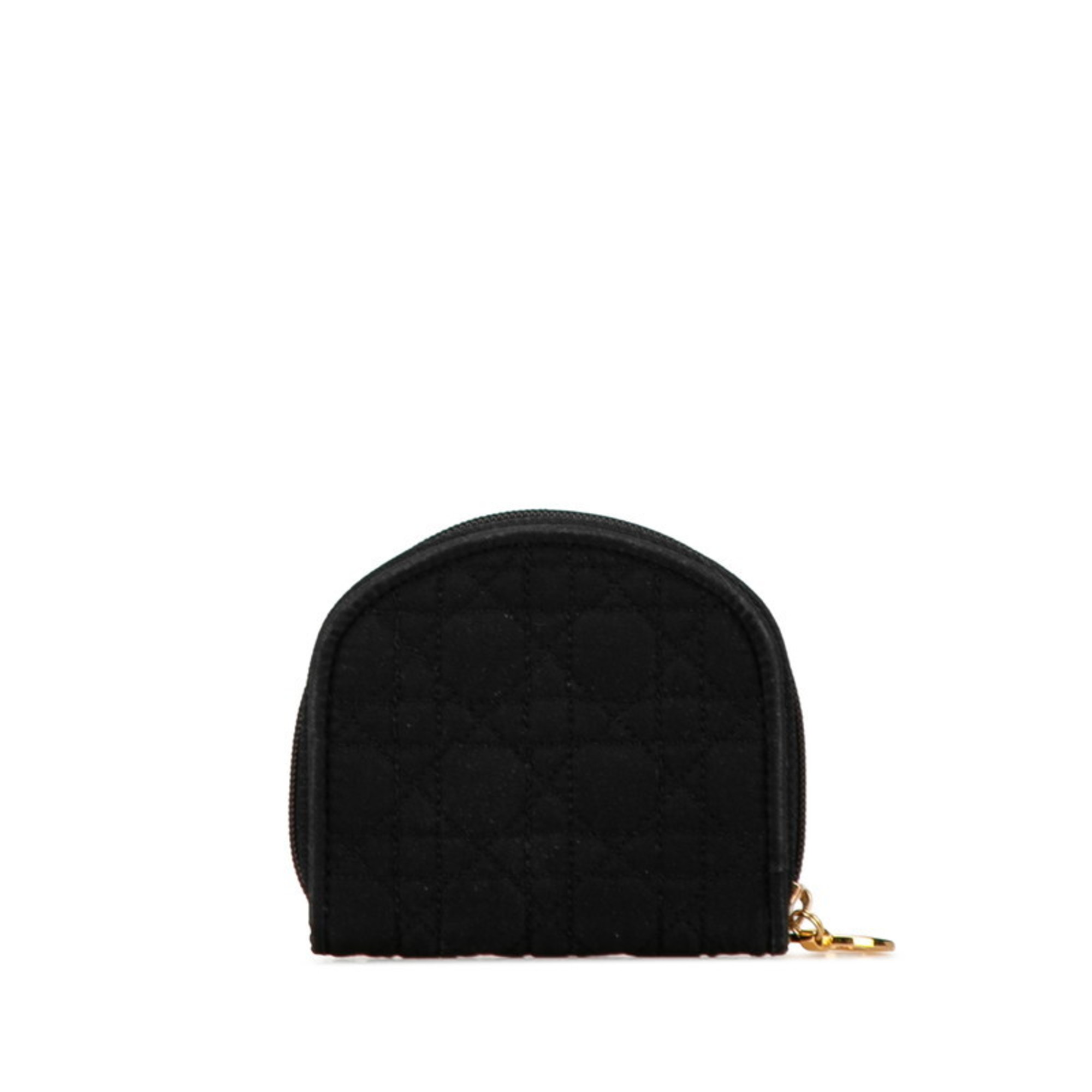 Christian Dior Dior Cannage Coin Case Black Nylon Women's