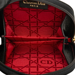 Christian Dior Dior Cannage Coin Case Black Nylon Women's