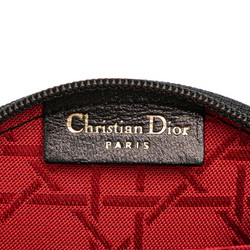 Christian Dior Dior Cannage Coin Case Black Nylon Women's