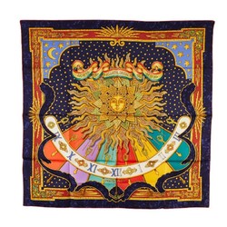 Hermes Carre 90 CARPE DIEM Enjoy Today Sun Moon Stars Scarf Muffler Blue Multicolor Silk Women's HERMES