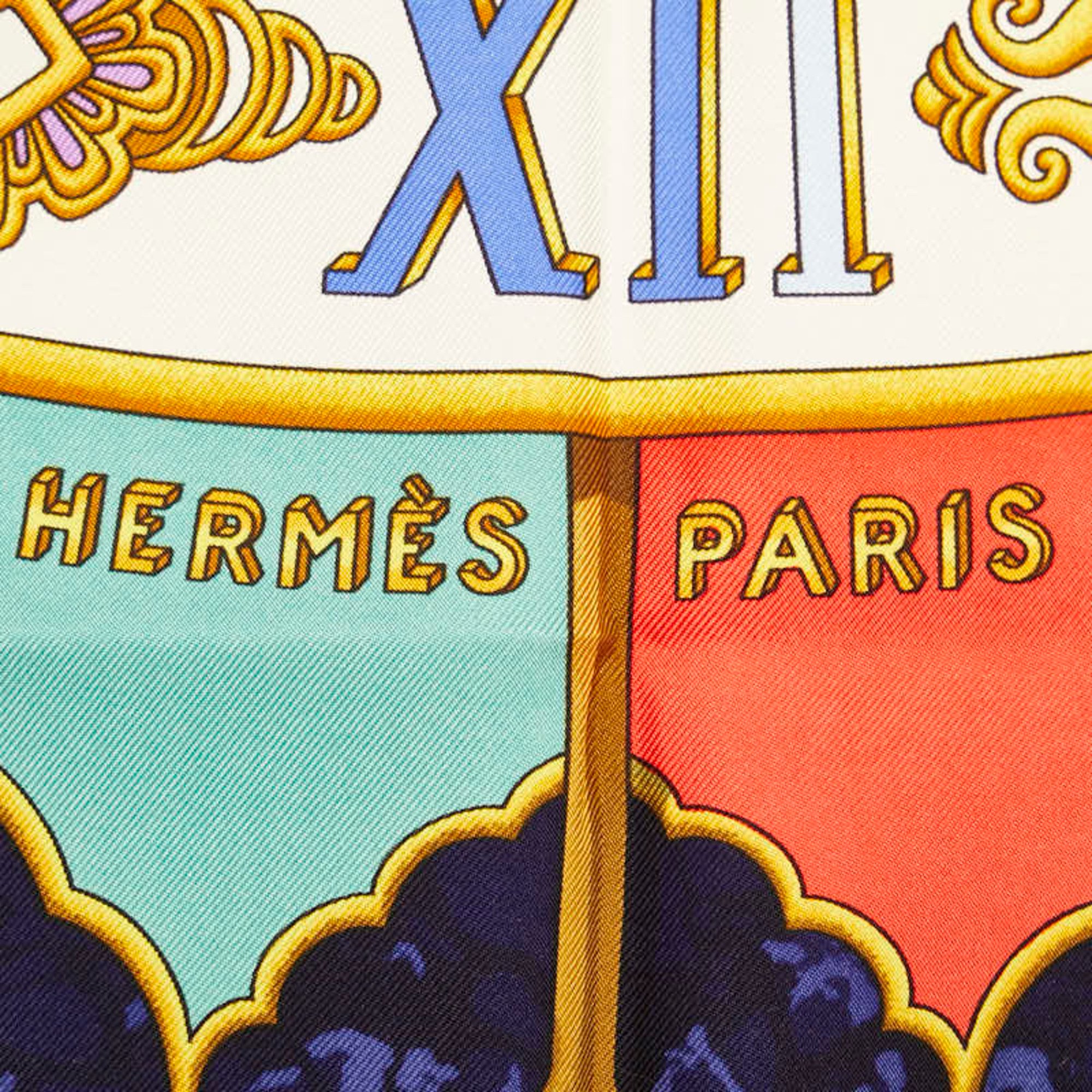 Hermes Carre 90 CARPE DIEM Enjoy Today Sun Moon Stars Scarf Muffler Blue Multicolor Silk Women's HERMES