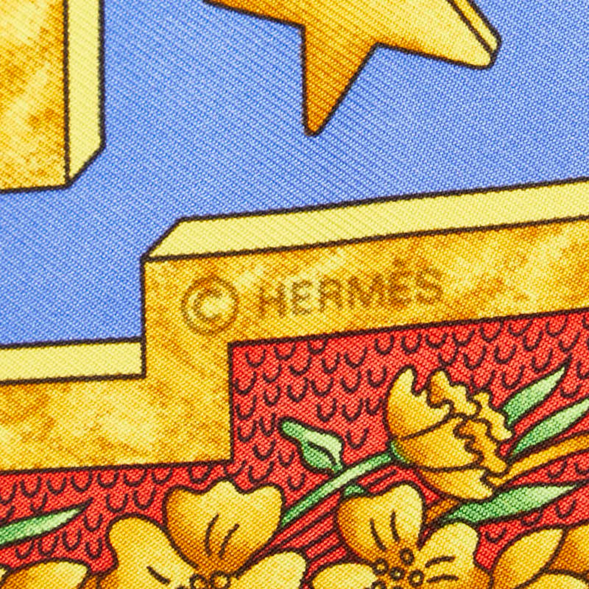 Hermes Carre 90 CARPE DIEM Enjoy Today Sun Moon Stars Scarf Muffler Blue Multicolor Silk Women's HERMES