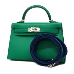 Hermes handbag Kelly U stamped Epsom leather Vert Jade for women