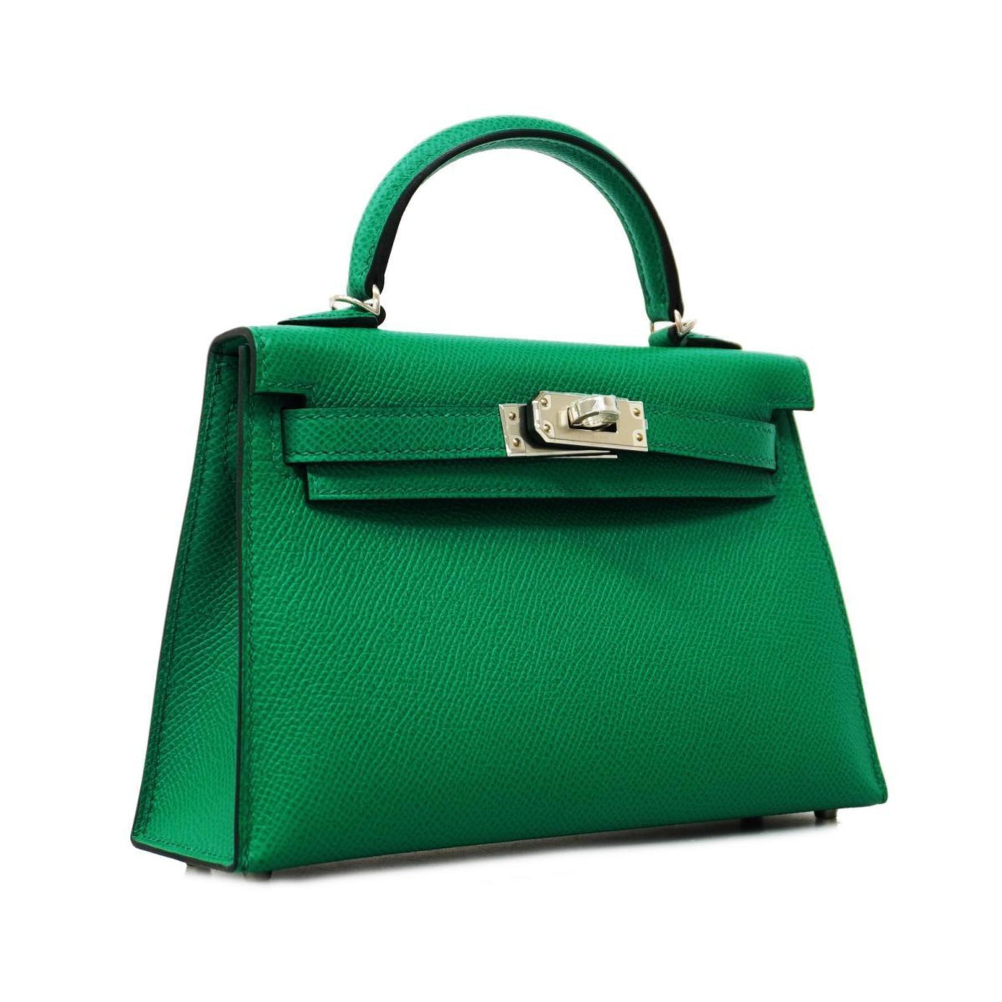 Hermes handbag Kelly U stamped Epsom leather Vert Jade for women