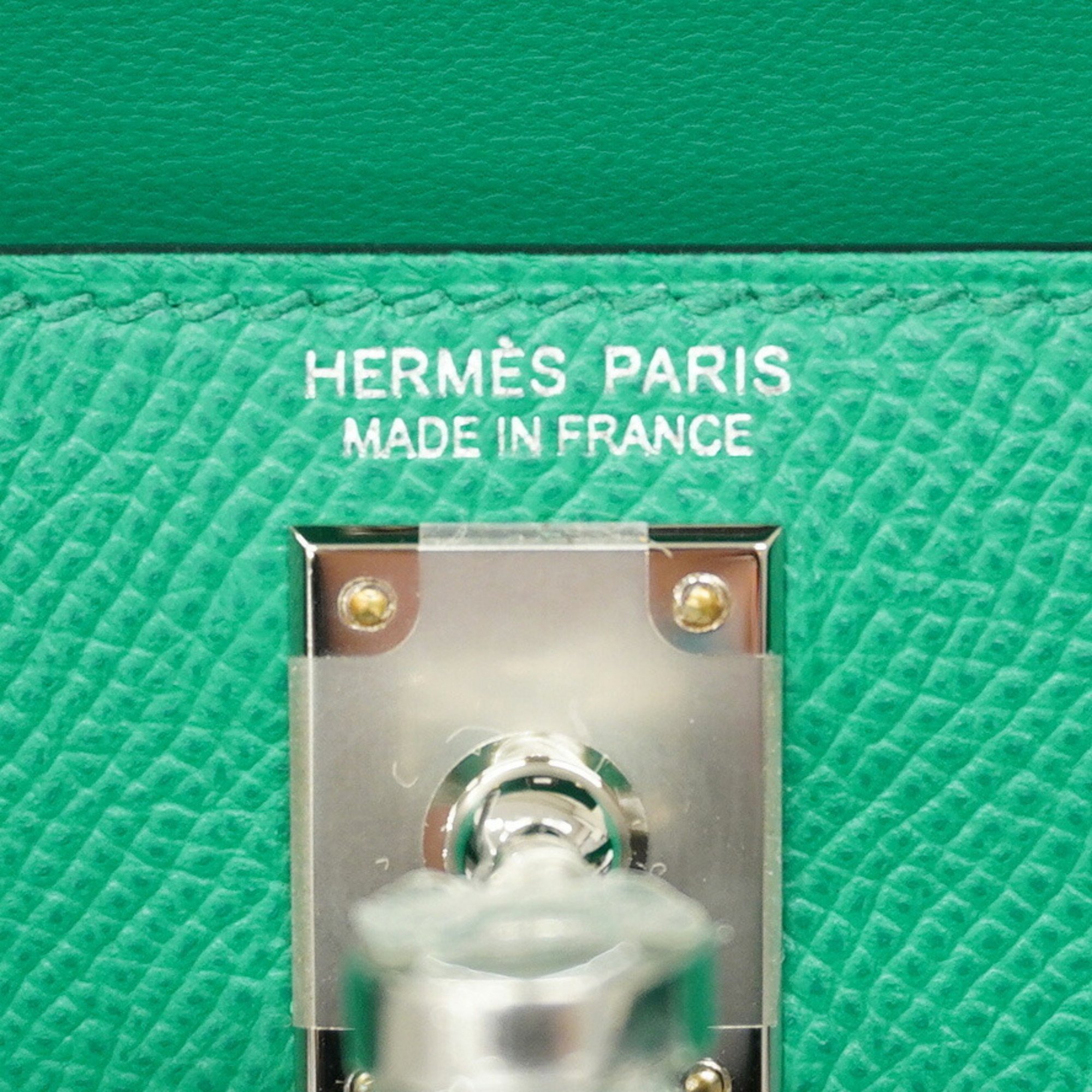 Hermes handbag Kelly U stamped Epsom leather Vert Jade for women