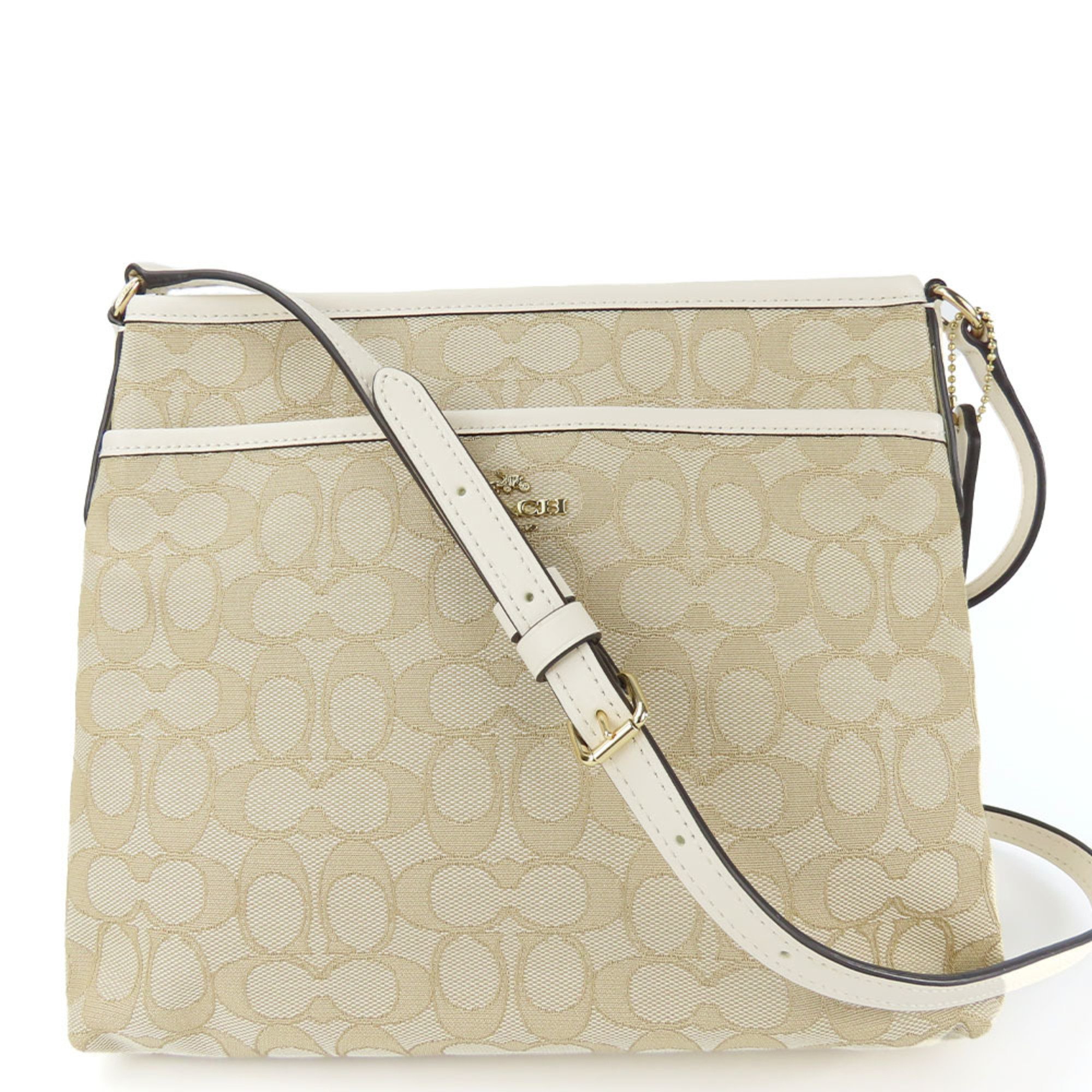 Coach Shoulder Bag F29960 Signature Canvas Leather Beige Ivory Women's COACH