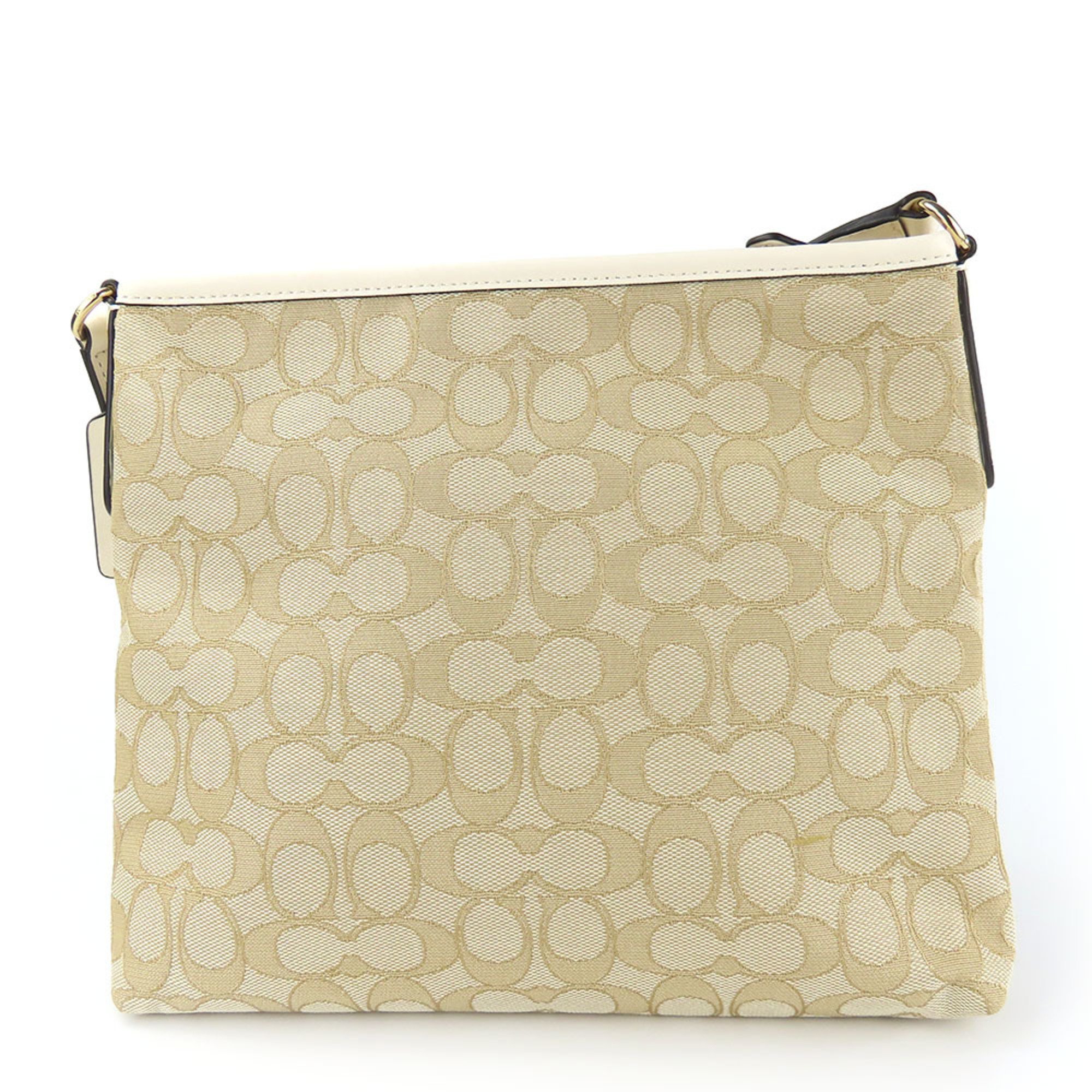 Coach Shoulder Bag F29960 Signature Canvas Leather Beige Ivory Women's COACH