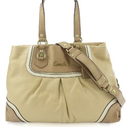 Coach Tote Bag 17096 Leather Beige Brown Women's COACH