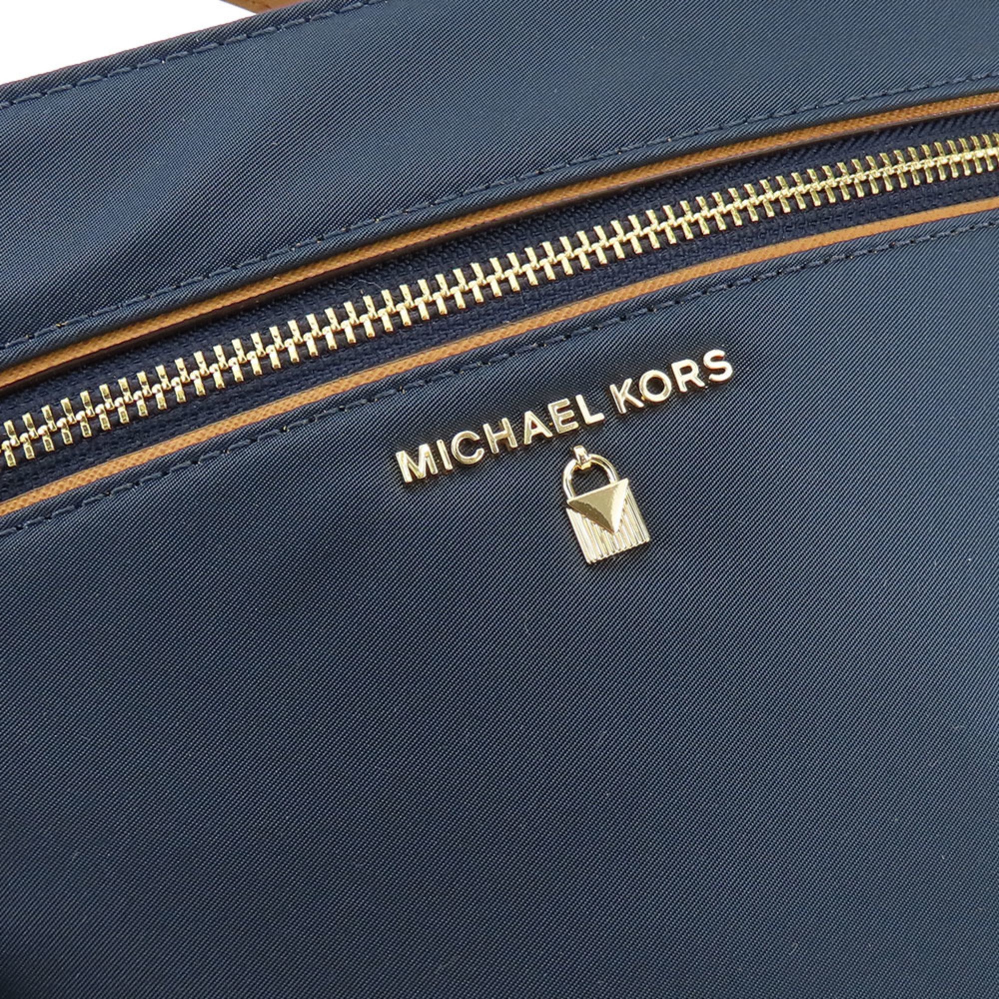 Michael Kors Shoulder Bag 32F7GO2C3C Nylon Leather Navy Brown Women's