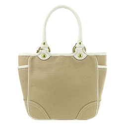 Coach Tote Bag F11791 Canvas Leather Beige White Heritage Stripe with Twilly Women's COACH