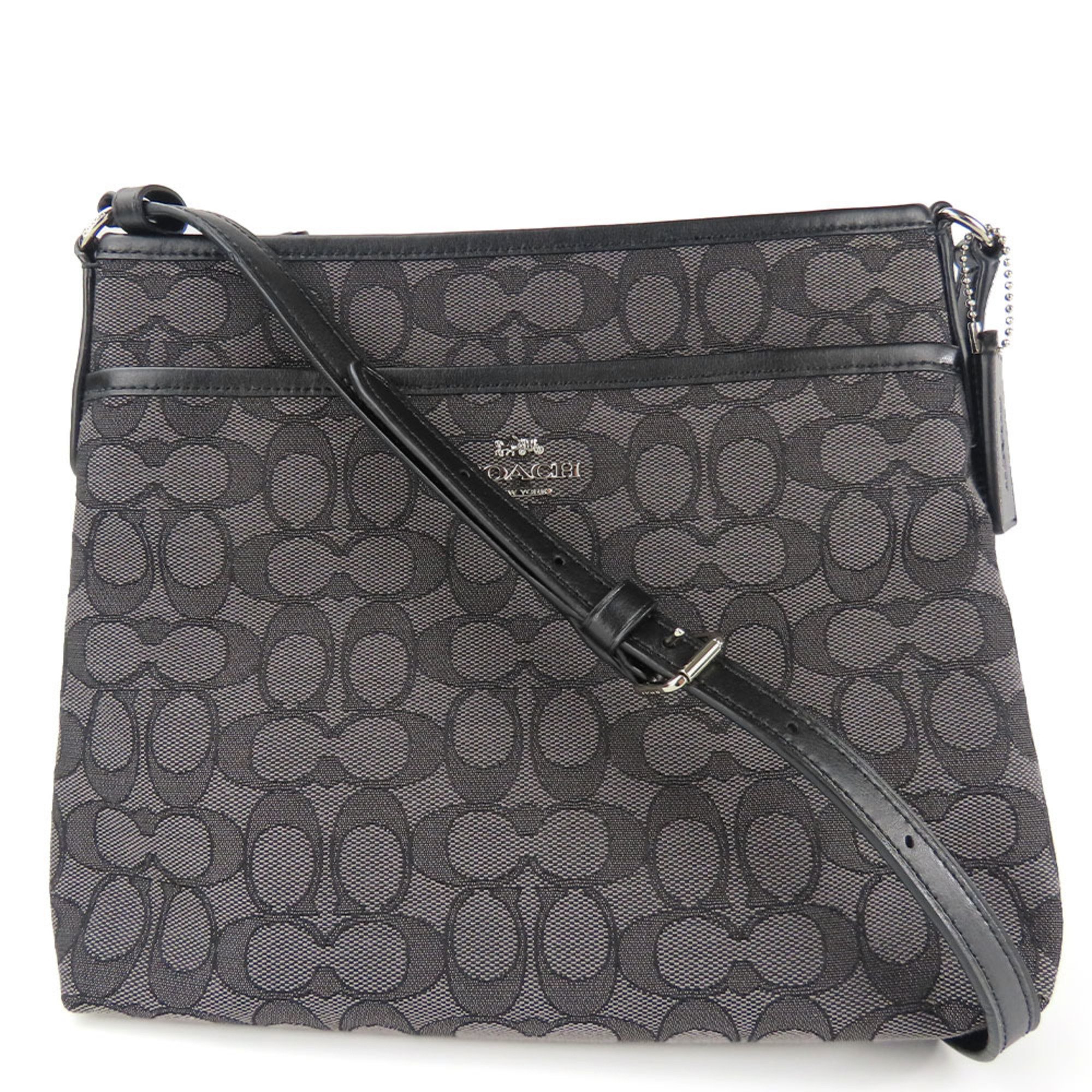 Coach Shoulder Bag F29960 Signature Canvas Leather Grey Black Women's COACH