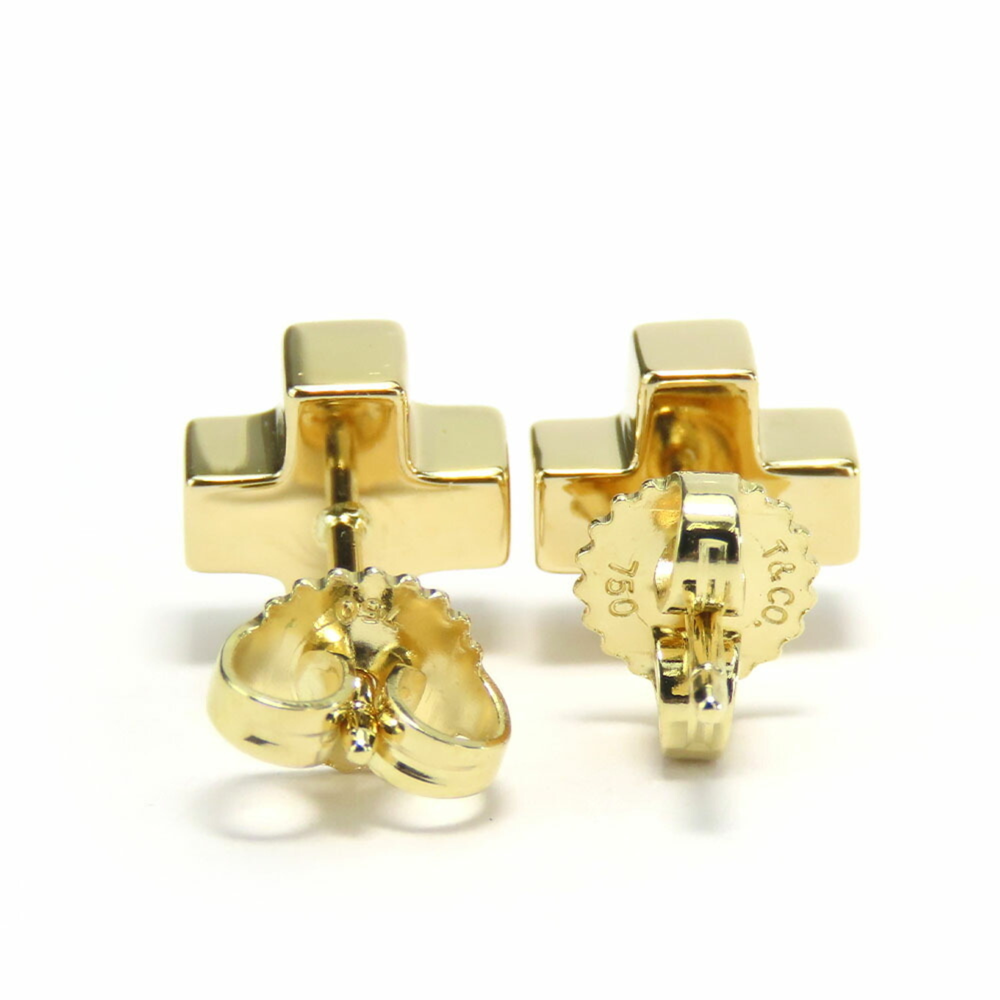 Tiffany & Co. Roman Cross Earrings, K18YG, approx. 4.4g, Yellow Gold, Women's, TIFFANY