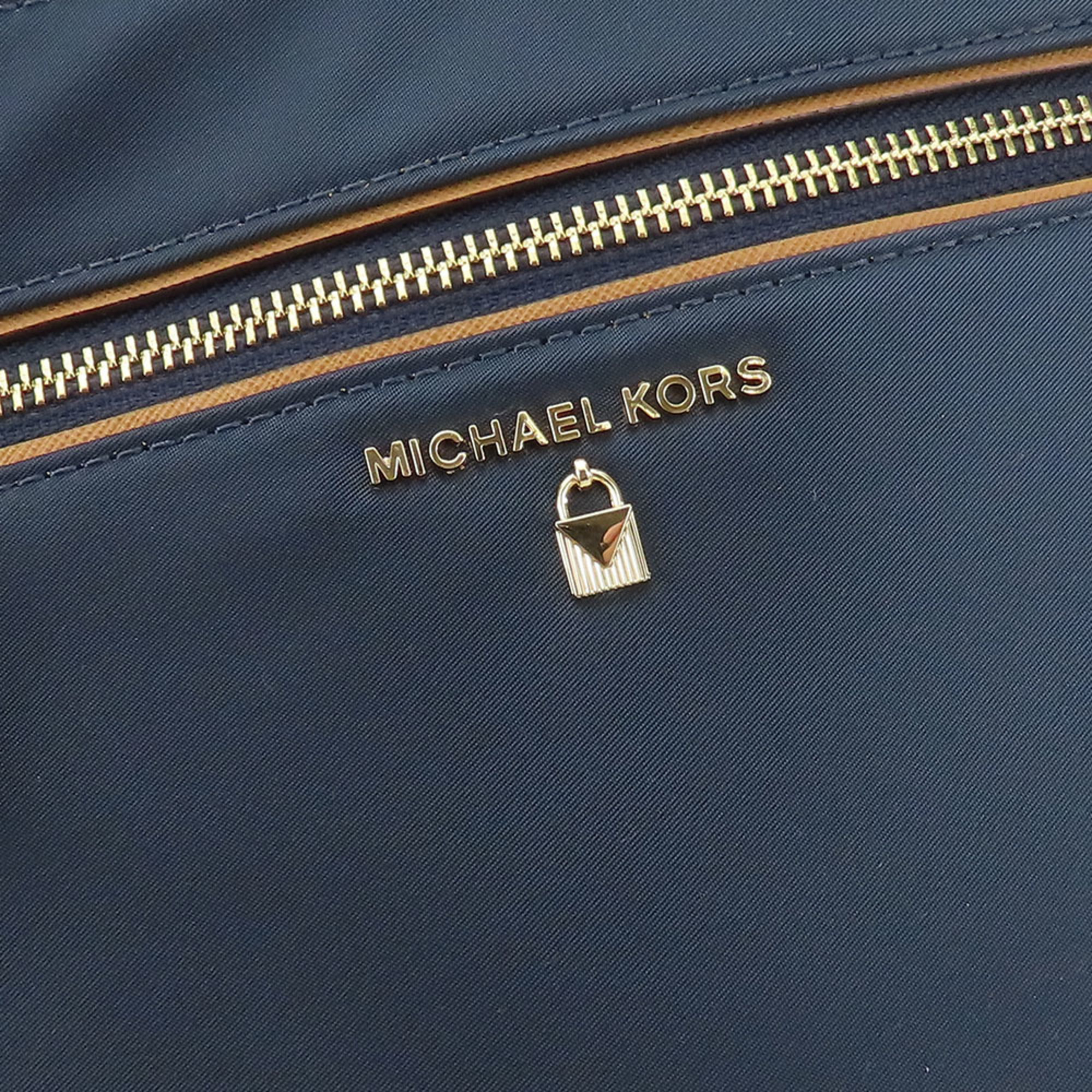 Michael Kors Shoulder Bag 32F7GO2C3C Nylon Leather Navy Brown Women's