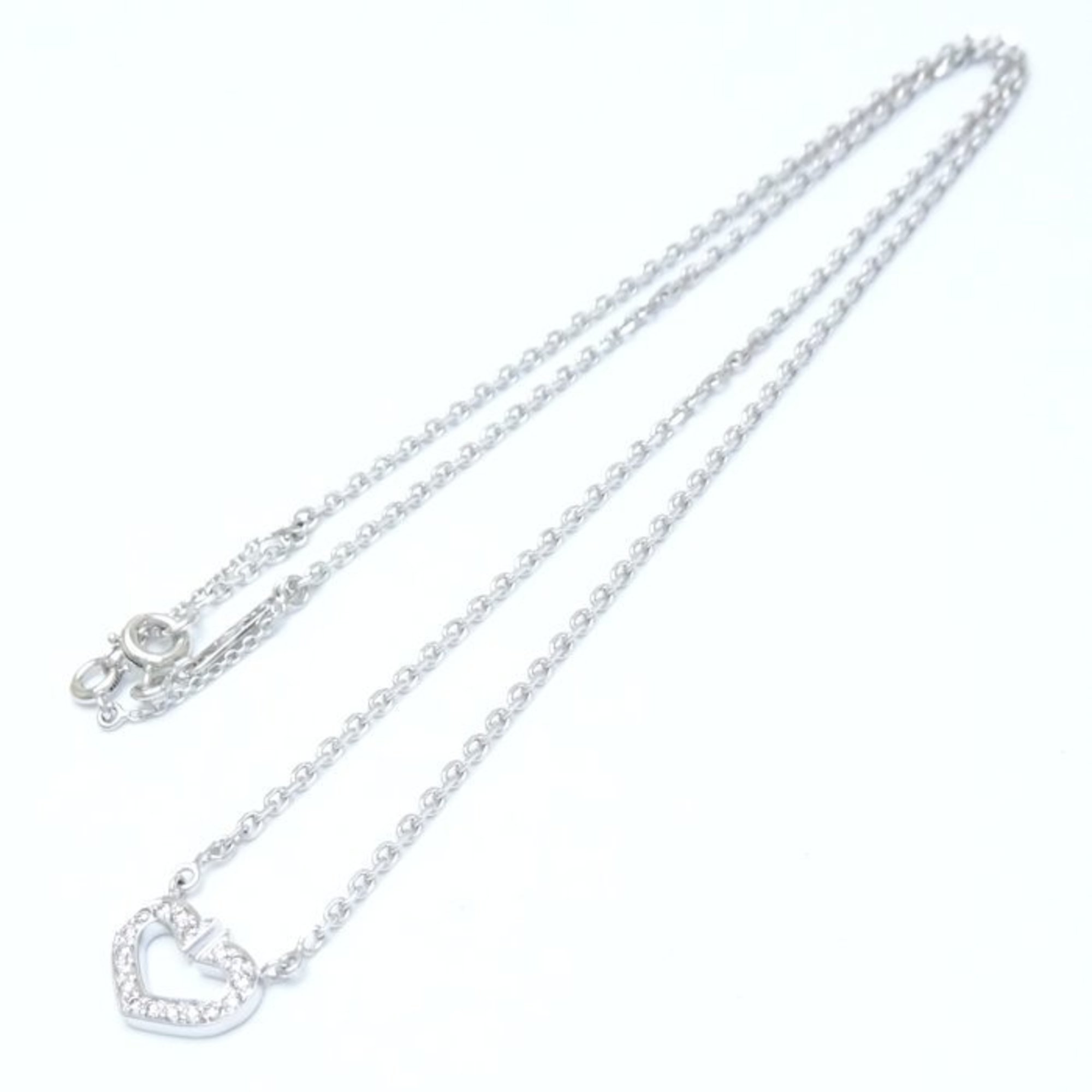 CARTIER C Heart Necklace Diamond K18WG White Gold 292216